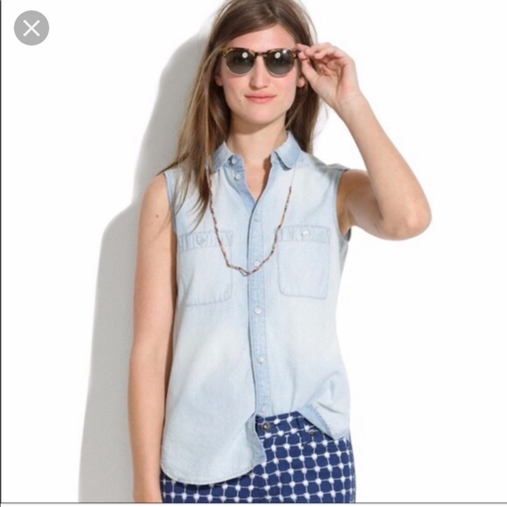 Madewell sleeveless chambray shirt